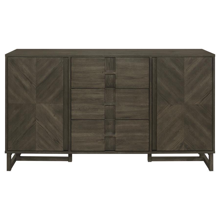 Kelly - 3-Drawer Storage Dining Sideboard Server - Dark Gray