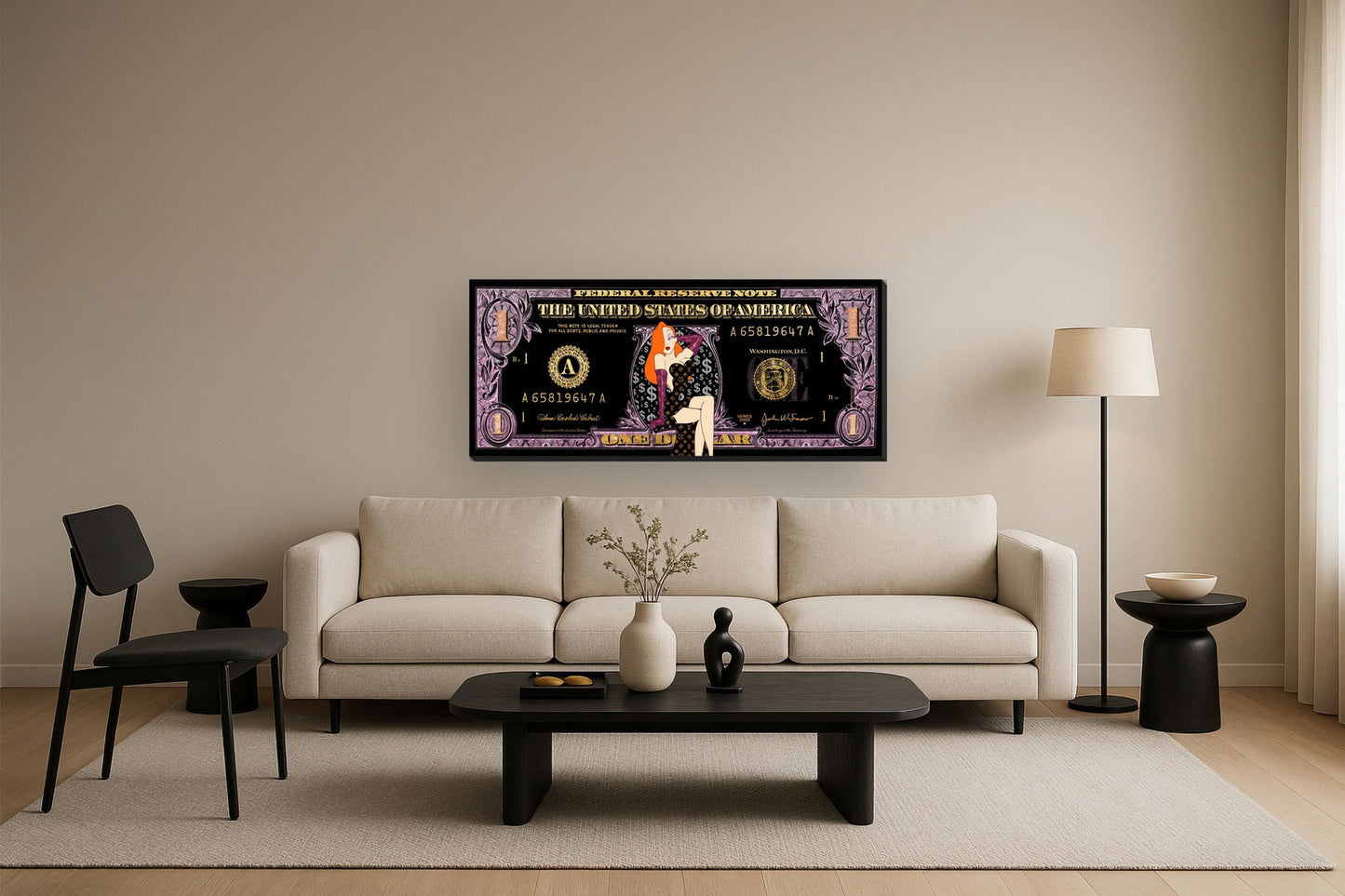 Opulent Diva Dollar - 28" x 63" Framed Wall Art