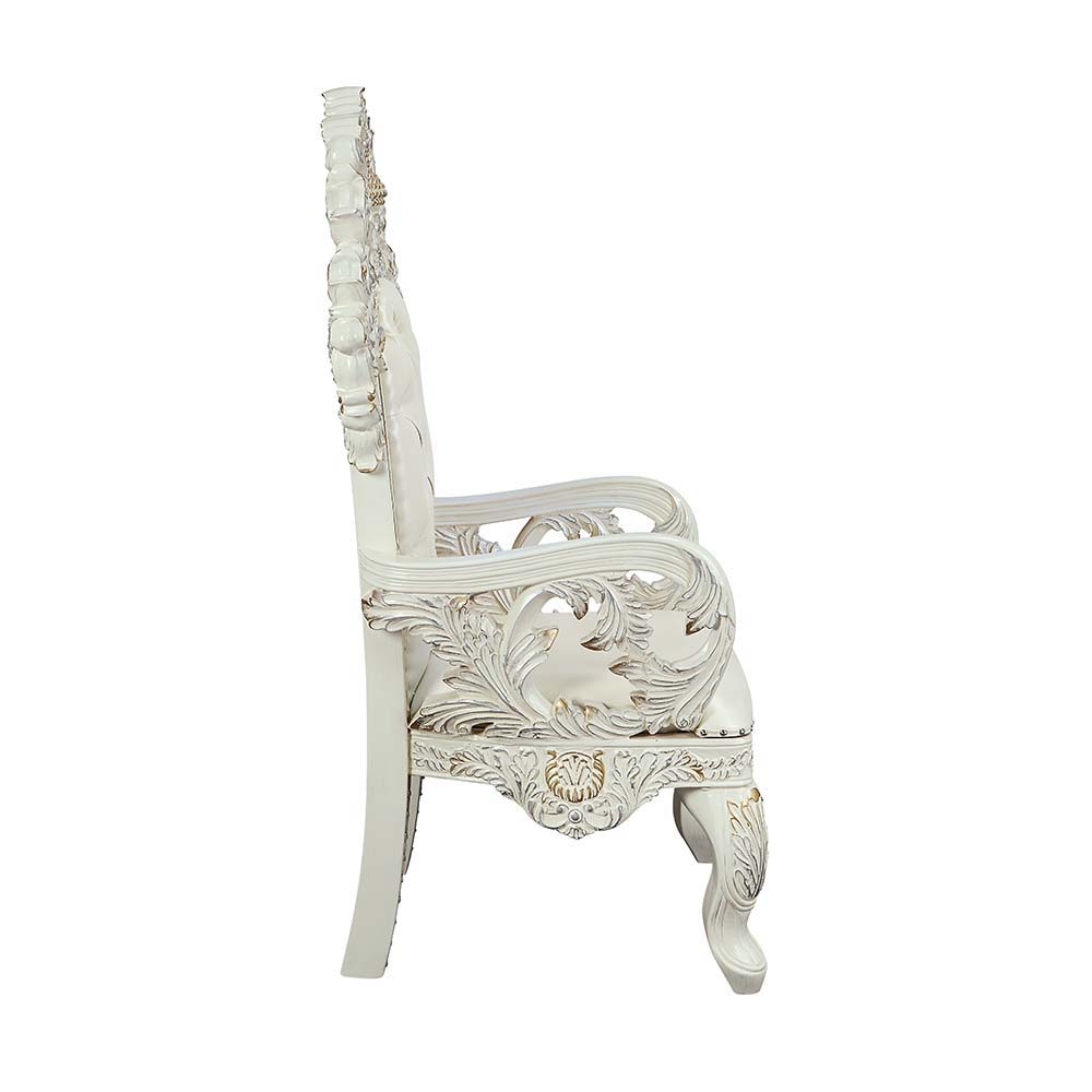 Adara - Arm Chair (Set of 2) - Pearl White Synthetic Leather & Antique White