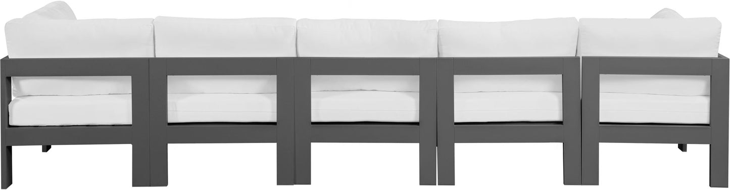 Nizuc - Outdoor Patio 5 Seat Modular Sofa With Gray Frame