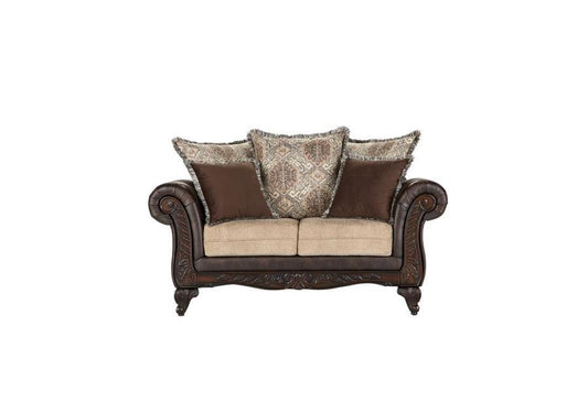 Elmbrook - Upholstered Rolled Arm Loveseat - Brown