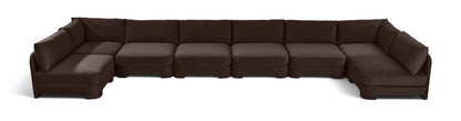 Hammond - Velvet Performance Fabric Upholstered 8 Piece U-Shaped Armless Sectional - Beige