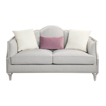 Kasa - Loveseat With 3 Pillows - Beige Linen & Champagne