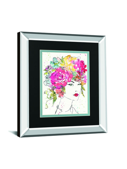 Floral Figures I By Anne Tavoletti Mirrored Frame - Pink
