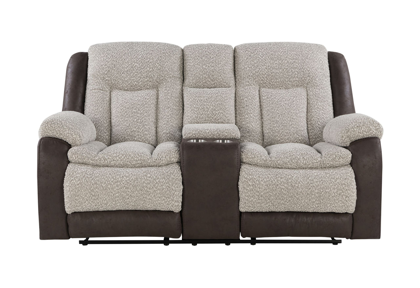 U4377 - Console Reclining Loveseat - Gray / Brown