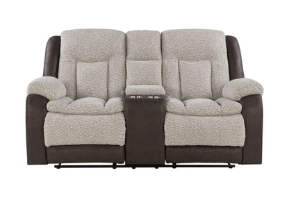 U4377 - Console Reclining Loveseat - Gray / Brown