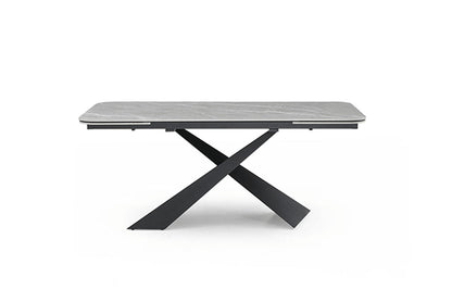 9422 - Ceramic & Metal Dining Table - Gray / Black