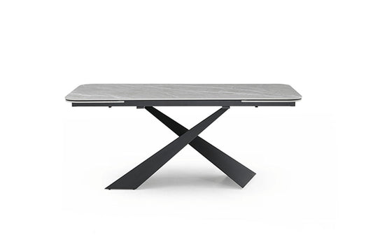 9422 - Ceramic & Metal Dining Table - Gray / Black