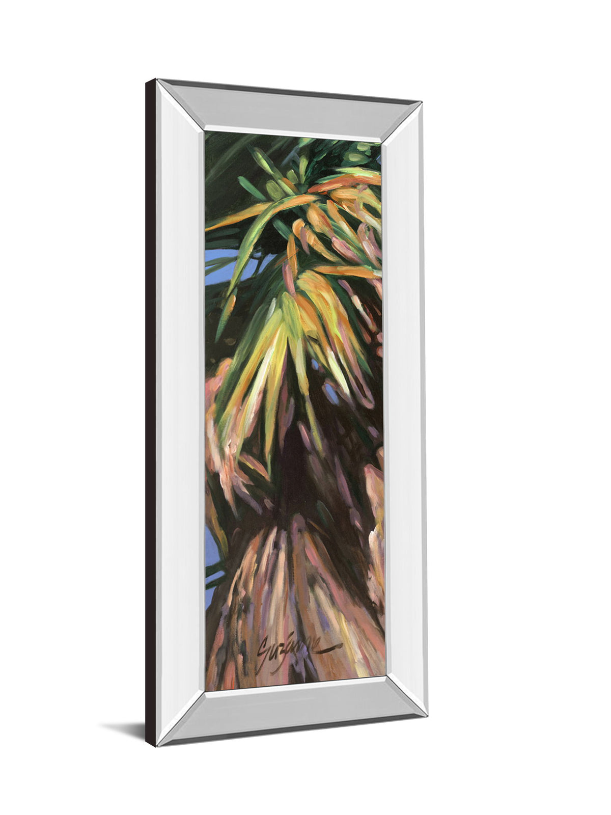 Wild Palm I By Suzanne Wilkins - Mirror Framed Print Wall Art - Dark Green