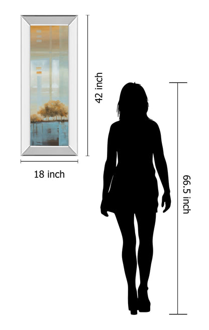 Window On The Word I By Carol Robinson - Mirror Framed Print Wall Art - Light Blue