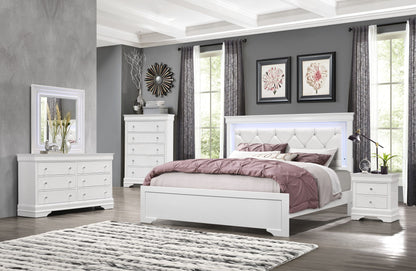 Pompei - 5 Piece Queen Bedroom Set (Bed, Dresser, Mirror, 2 Nightstands) - White