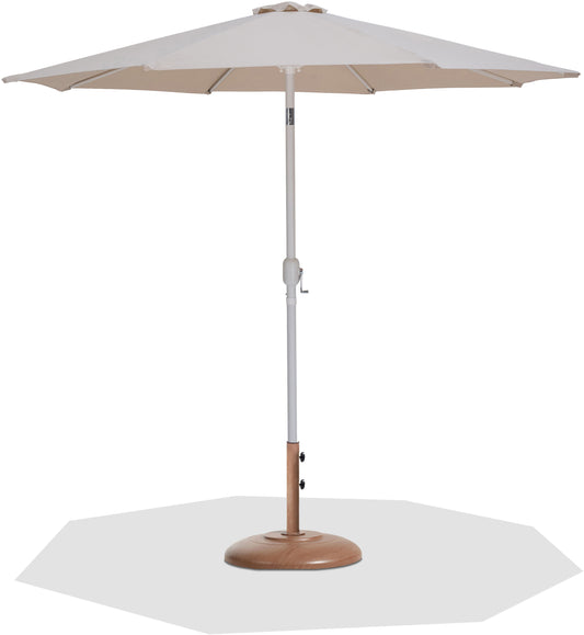 Fiji - Aluminum Patio Umbrella With Round Teak And White Base