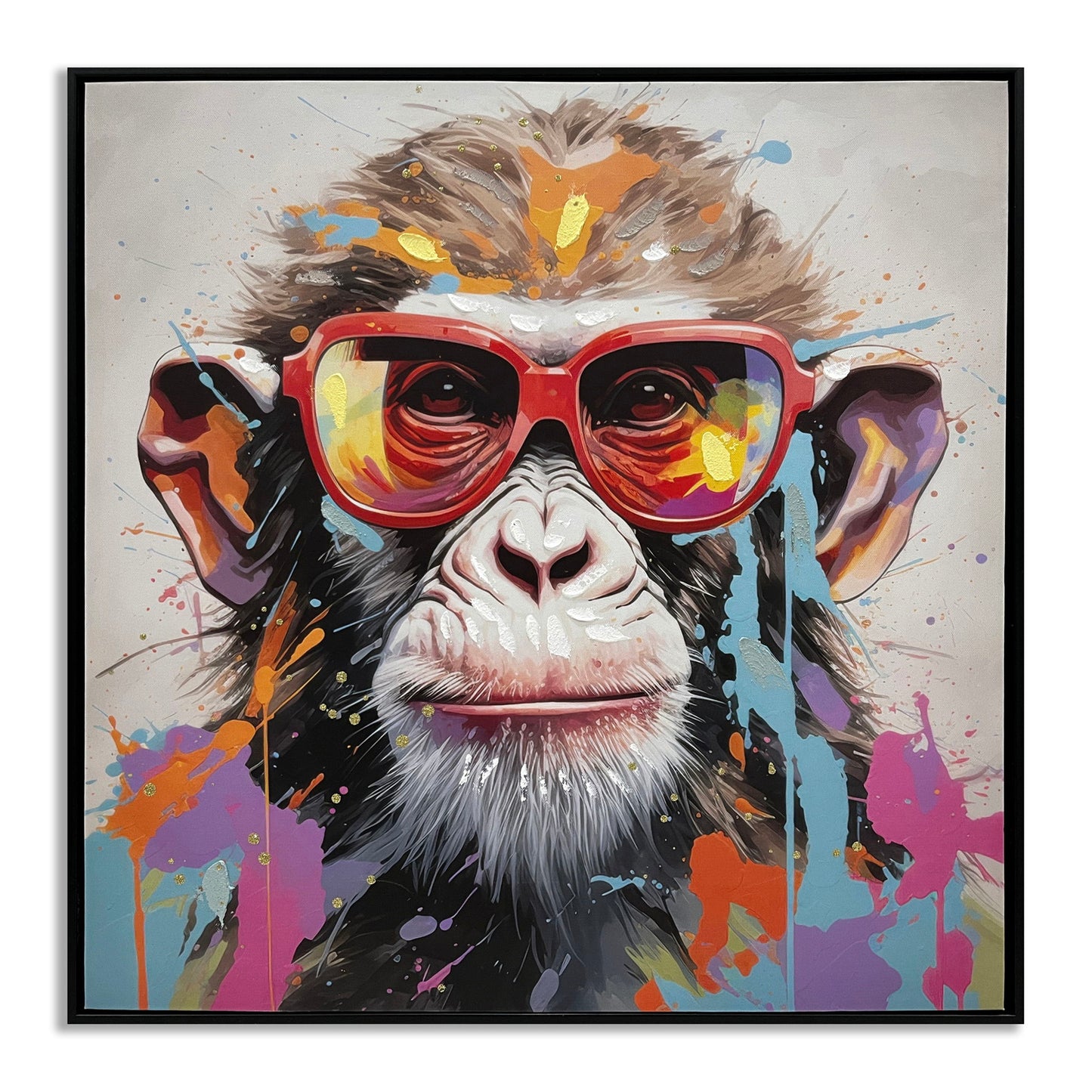 Vivid Splash Primate - 25" x 25" Framed Wall Art