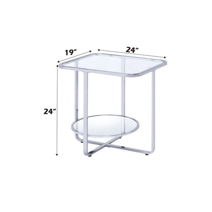 Hollo - End Table - Glass & Chrome