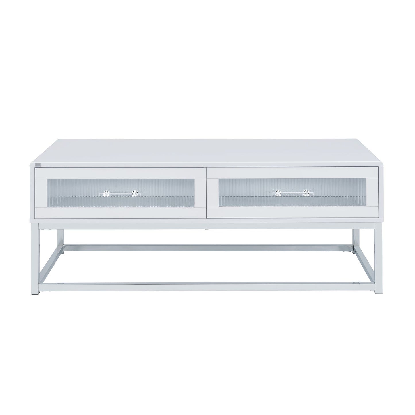 Chandra - Coffee Table With LED And Battery Pack - Glossy White