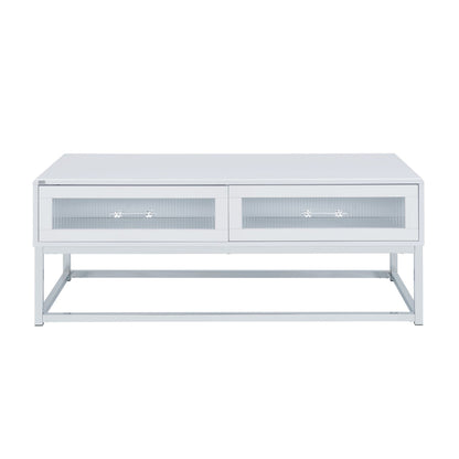 Chandra - Coffee Table With LED And Battery Pack - Glossy White