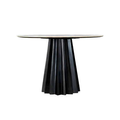 Jimena - Marble Ceramic Round Dining Table - Black