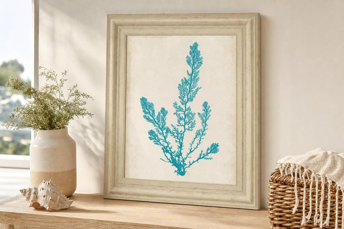 22x26 Aquamarine Seaweed VI By Vision Studio - Light Blue