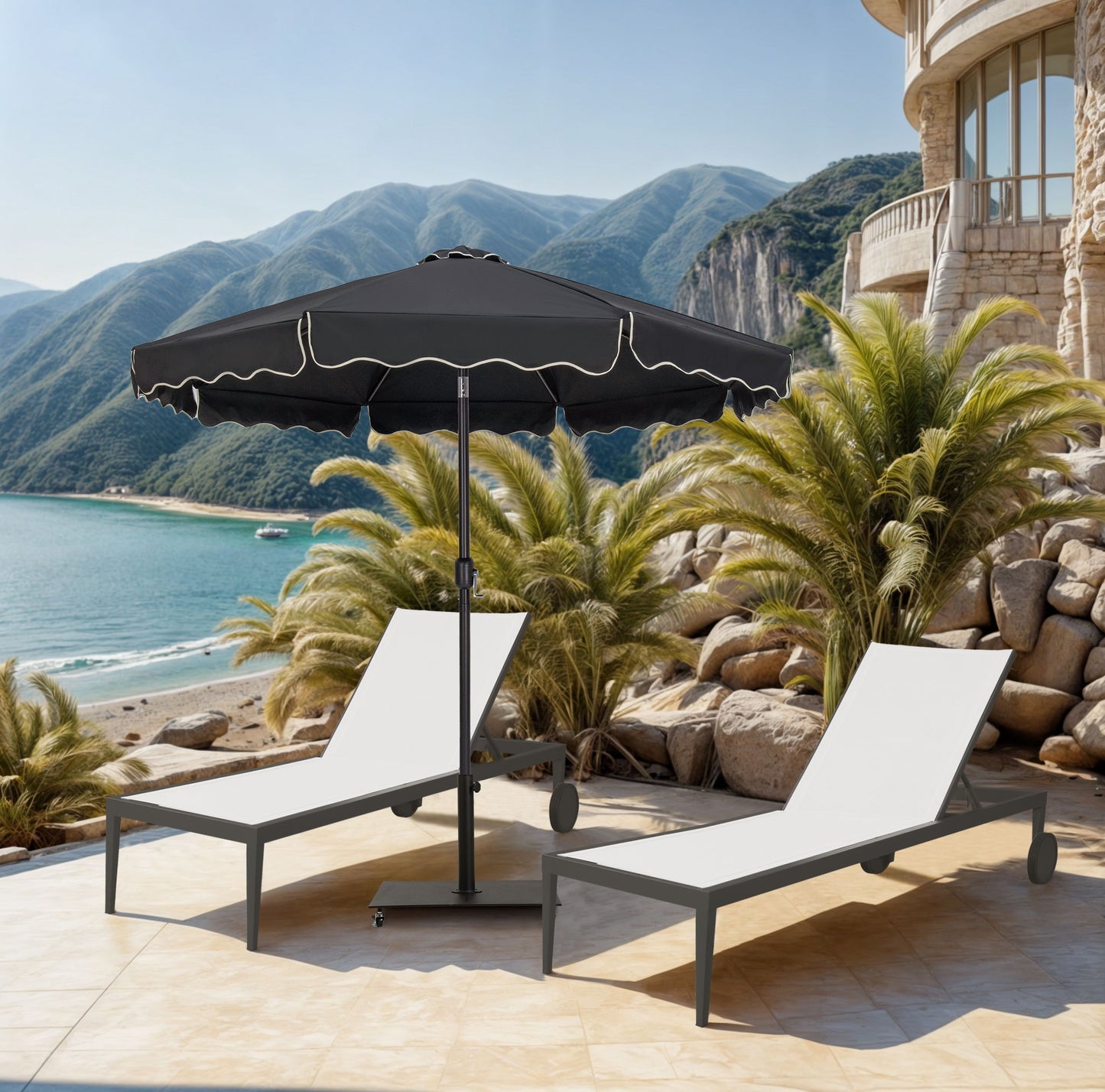 Amalfi - Patio Umbrella - Black Pole
