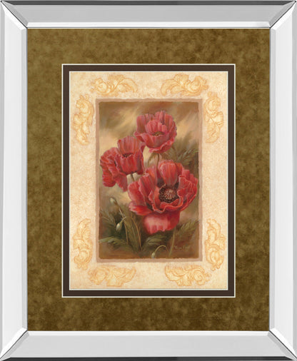 Daphne's Poppies By Vivian Flasch - Mirror Framed Print Wall Art - Light Brown