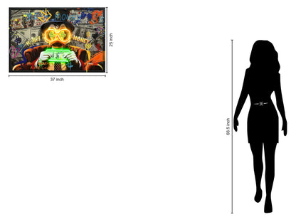 Neon Fortune Fowl - 25" x 37" Framed Wall Art