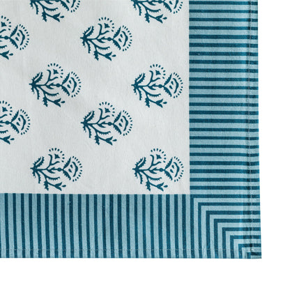 Crissy - Cotton Canvas Printed Napkins (Set of 4) - Blue Vintage Floral