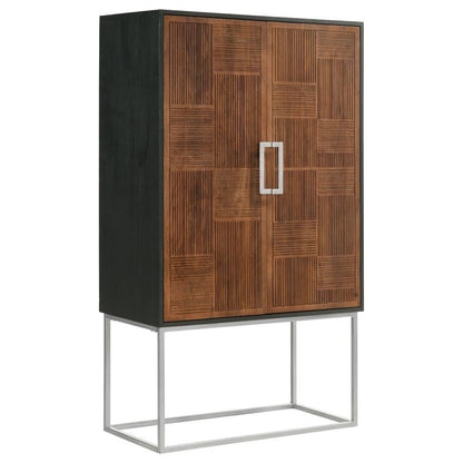 Borman - 2 Door Home Bar Cabinet Wine Storage - Walnut And Black