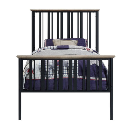 Zudora - Twin Bed - Antique Oak & Black