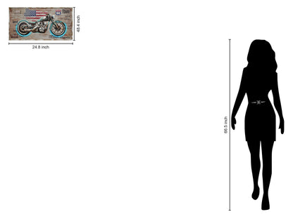 "Route Freedom" Hand-Embellished LED In Frame - Rustic / Neon