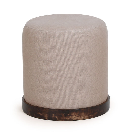 Como - Burl and Cotton Jute Designer Accent Stool - Peach