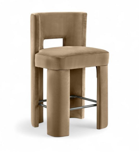 Zuno - Velvet Performance Fabric Upholstered Counter Stool (Set of 2)