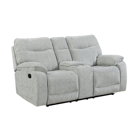 Chablis - Reclining Console Loveseat - Mist Gray