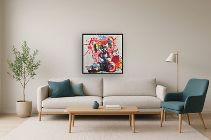 Rebel Splash Bear - 33" x 33" Framed Wall Art