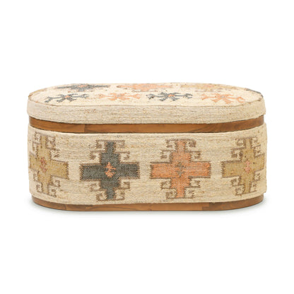 Olivier - Cotton Oval Storage Ottoman - Beige