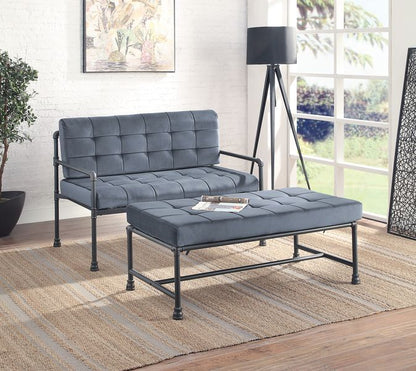 Brantley - Bench - Gray Velvet & Sandy Gray Finish