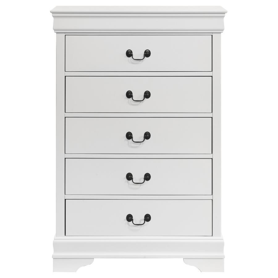 Louis Philippe - 5-Drawer Bedroom Chest - White