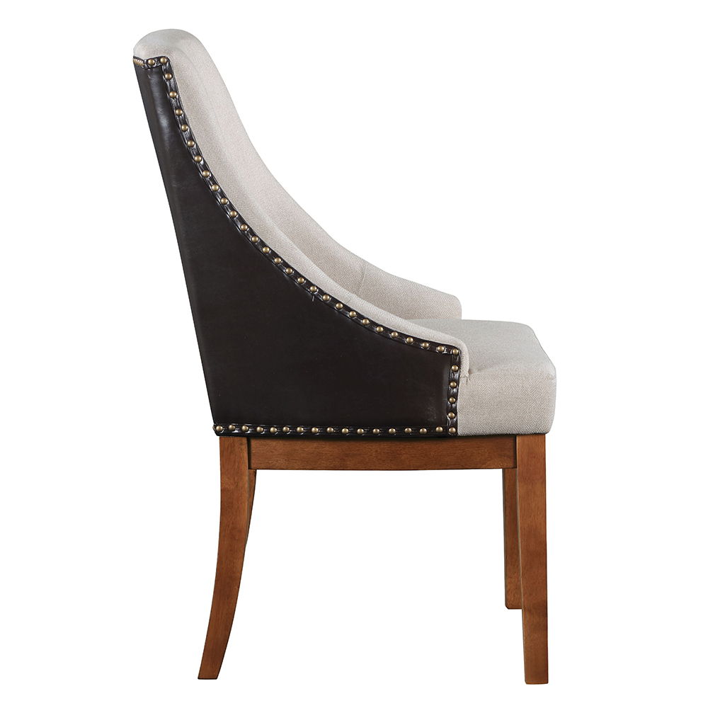 Gilsea - Fabric & Synthetic Leather Side Chair Set of 2) - Beige & Brown Finish