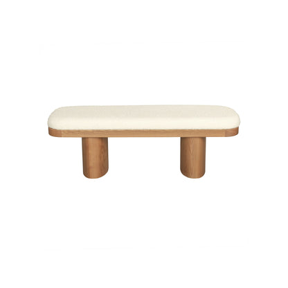 Ollie - Boucle Wooden Bench - White