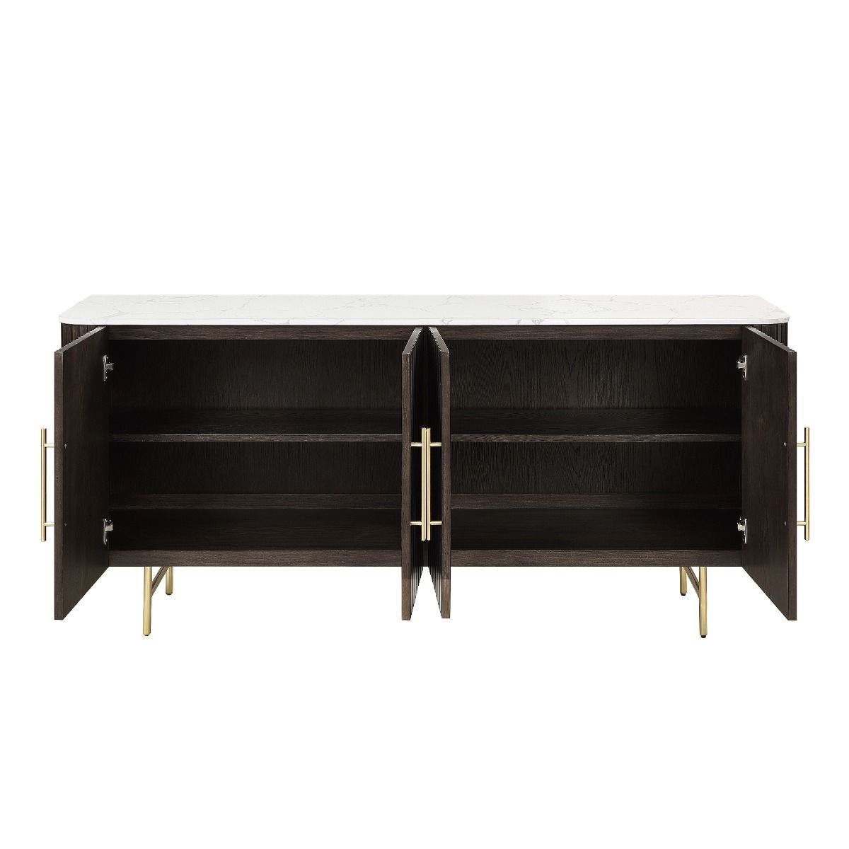 Clayten - Server - White Natural Marble Top & Espresso