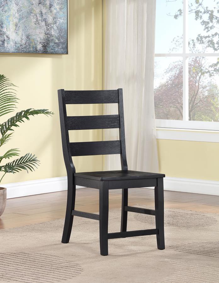 Newport - Ladder Back Wood Dining Side Chair (Set of 2) - Black