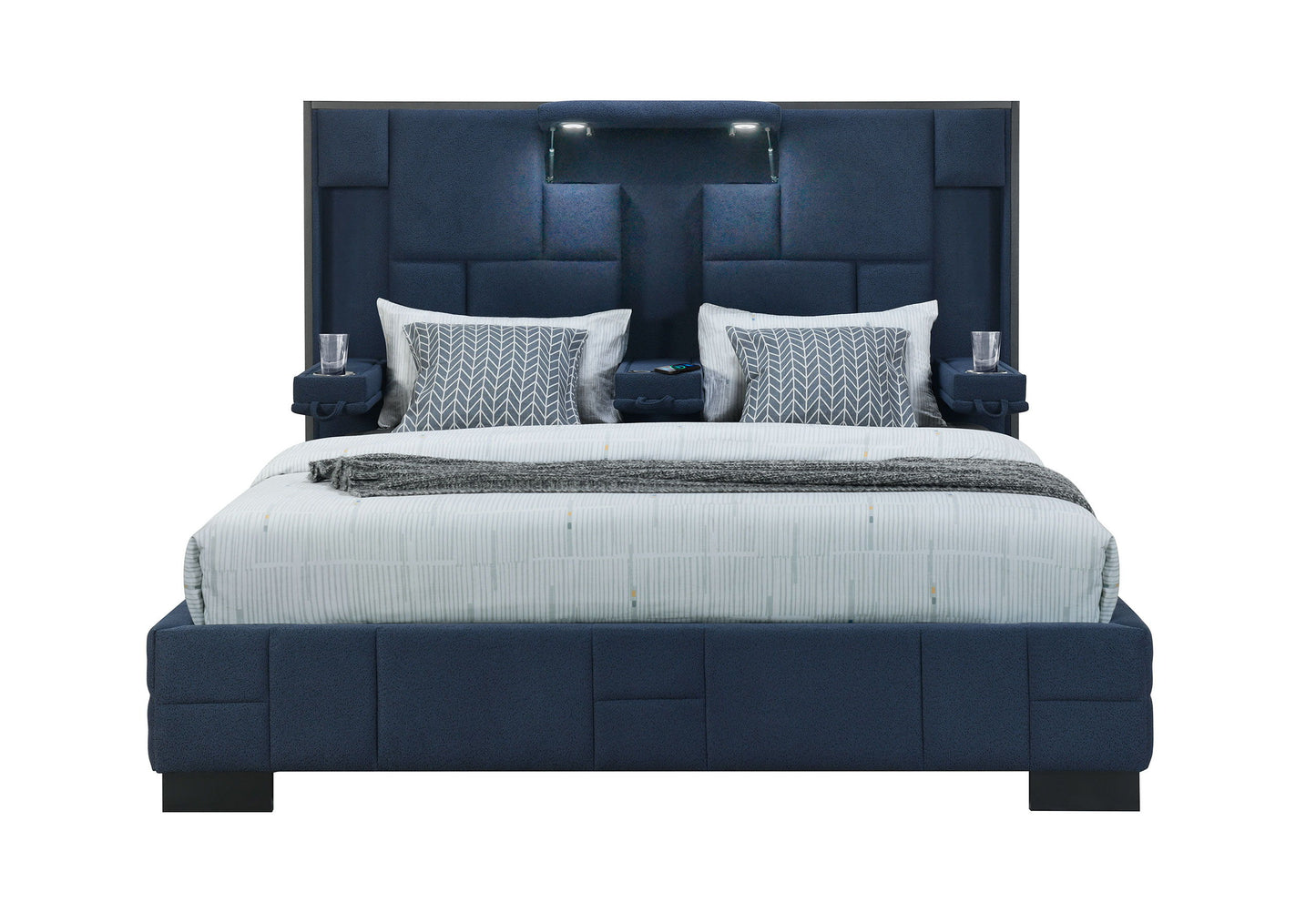 Oscar - King Bed No Wood Trim - Navy Blue