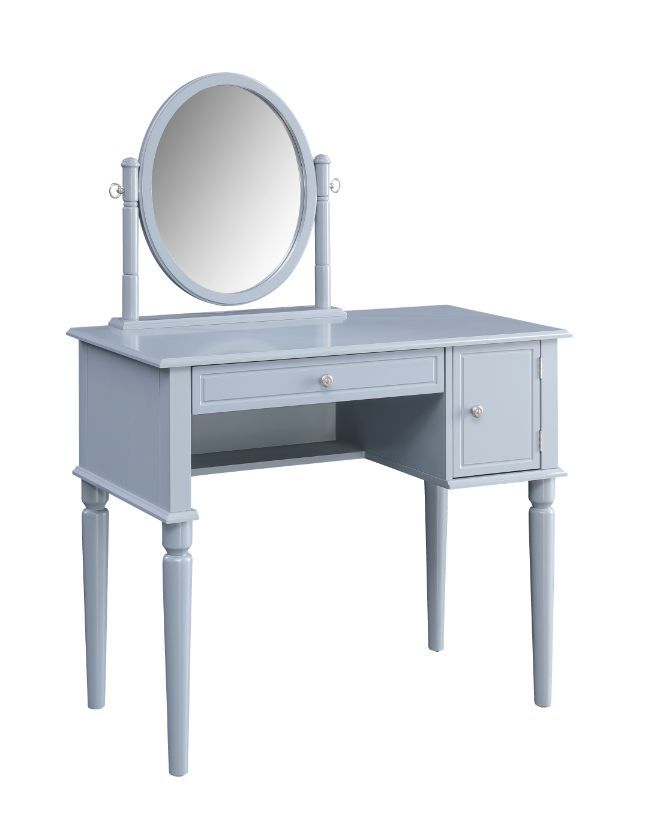 Rabila - Vanity Desk - Cream Fabric & Gray Finish