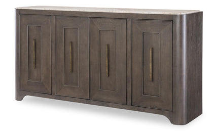 Lancia - Credenza With Stone Top - Charred Oak / White
