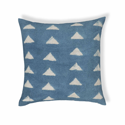 Indigo - Triangles Cotton Square Accent Pillow - Indigo