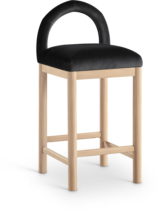Conrad - Velvet Counter Stool With Natural Legs