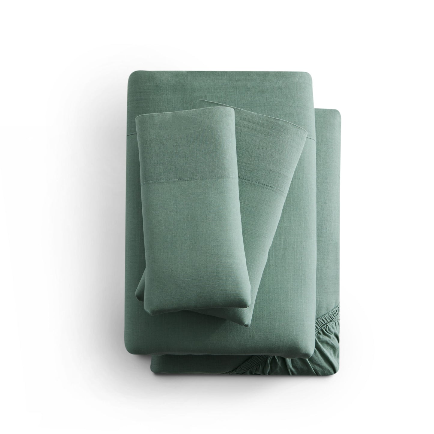 Linen-Weave Cotton Queen Sheet Set - Sage