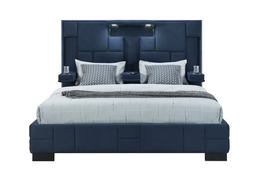Oscar - King Bed Without Wood Trim - Navy Blue