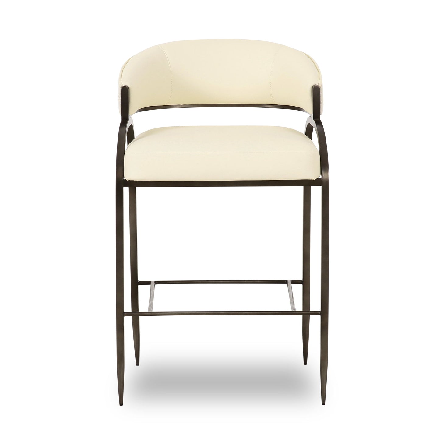 Tatum - Vegan Leather And 2-Tone Jacquard Counter Stool - Cream