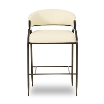 Tatum - Vegan Leather And 2-Tone Jacquard Counter Stool - Cream