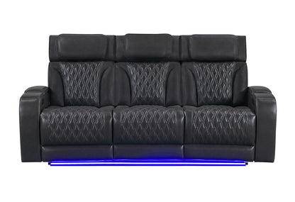 U8611 - Power Reclining Sofa With Power Headrest And LED / Power Console Reclining Loveseat With Power Headrest, LED And Speaker - Charcoal